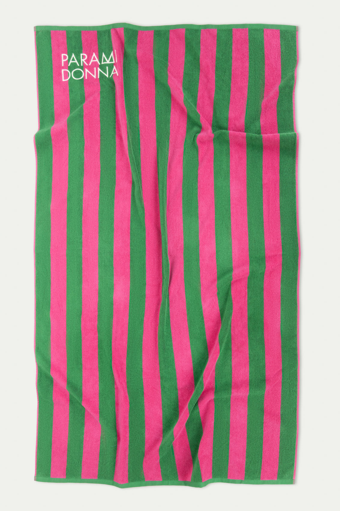 Голяма плажна кърпа на райета Emerald/Fuchsia