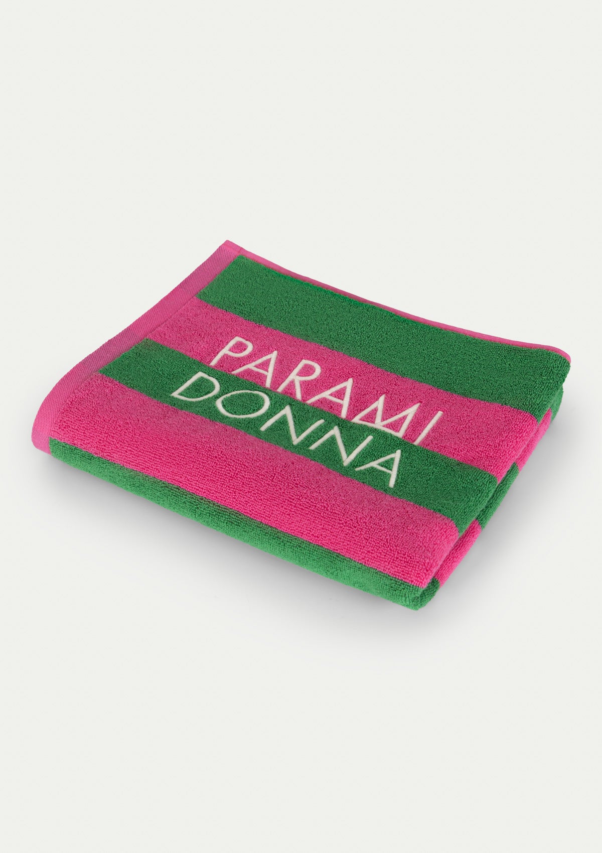 Средна плажна кърпа на райета Emerald/Fuchsia