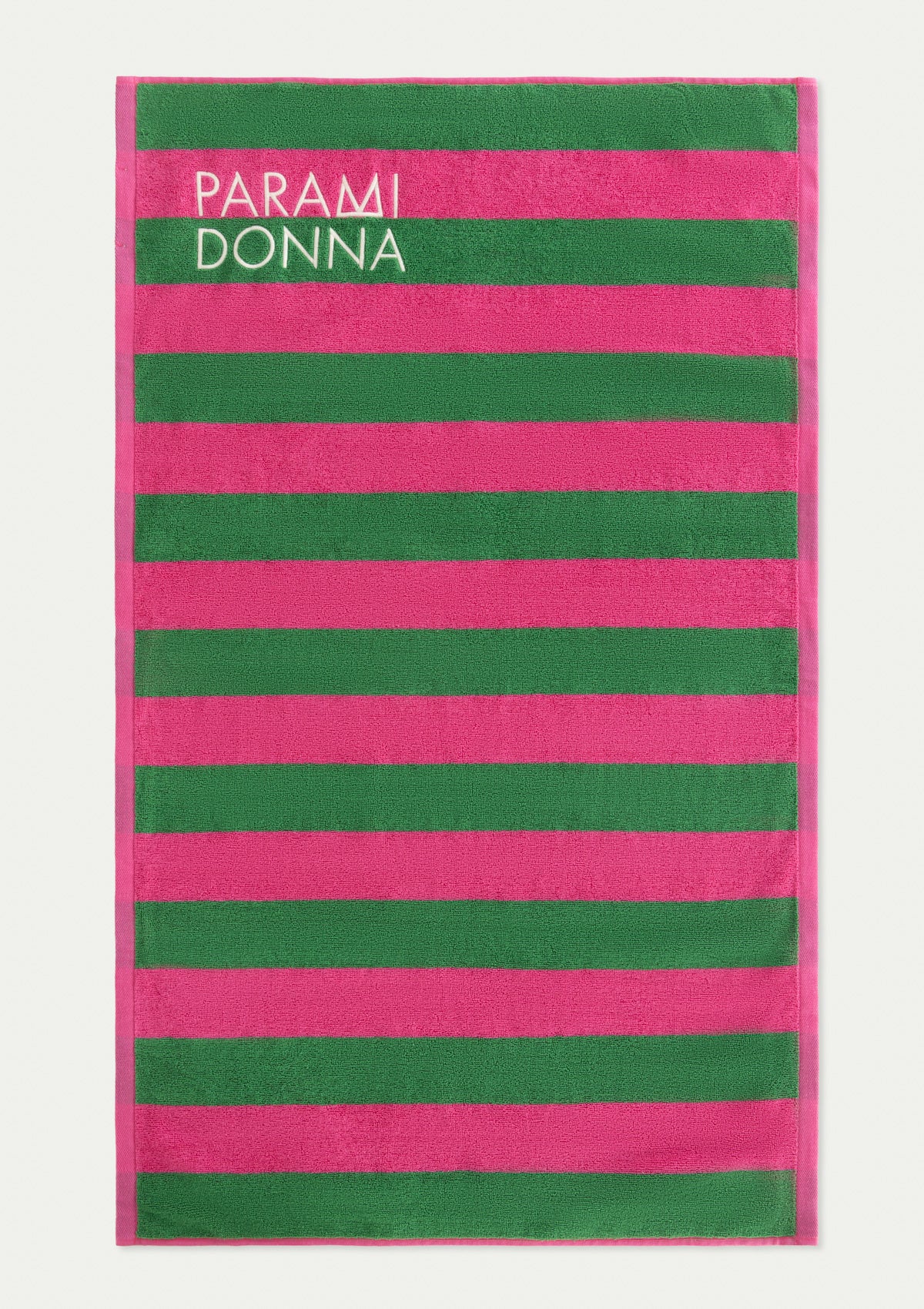 Средна плажна кърпа на райета Emerald/Fuchsia