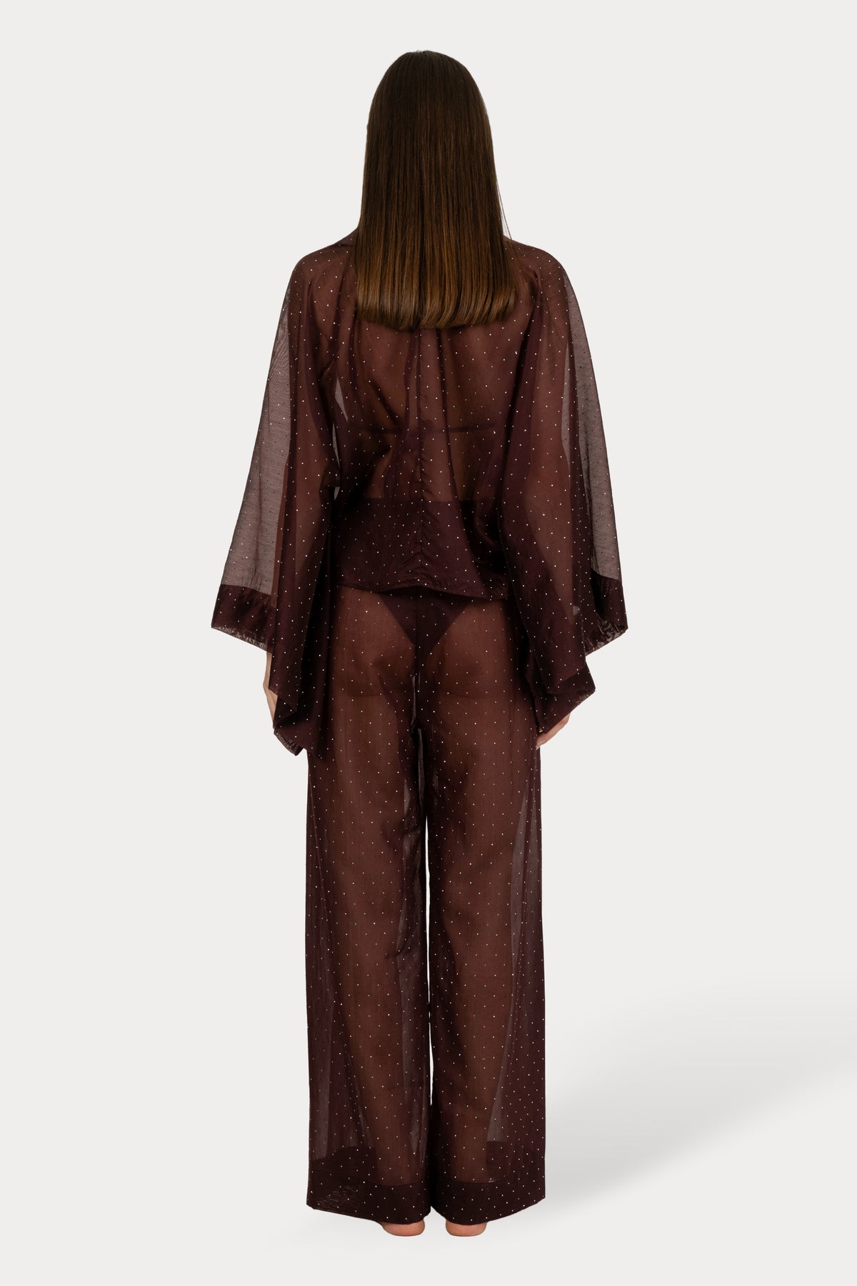 ПЛАЖЕН ПАНТАЛОН TESSA Plum sheer crystal