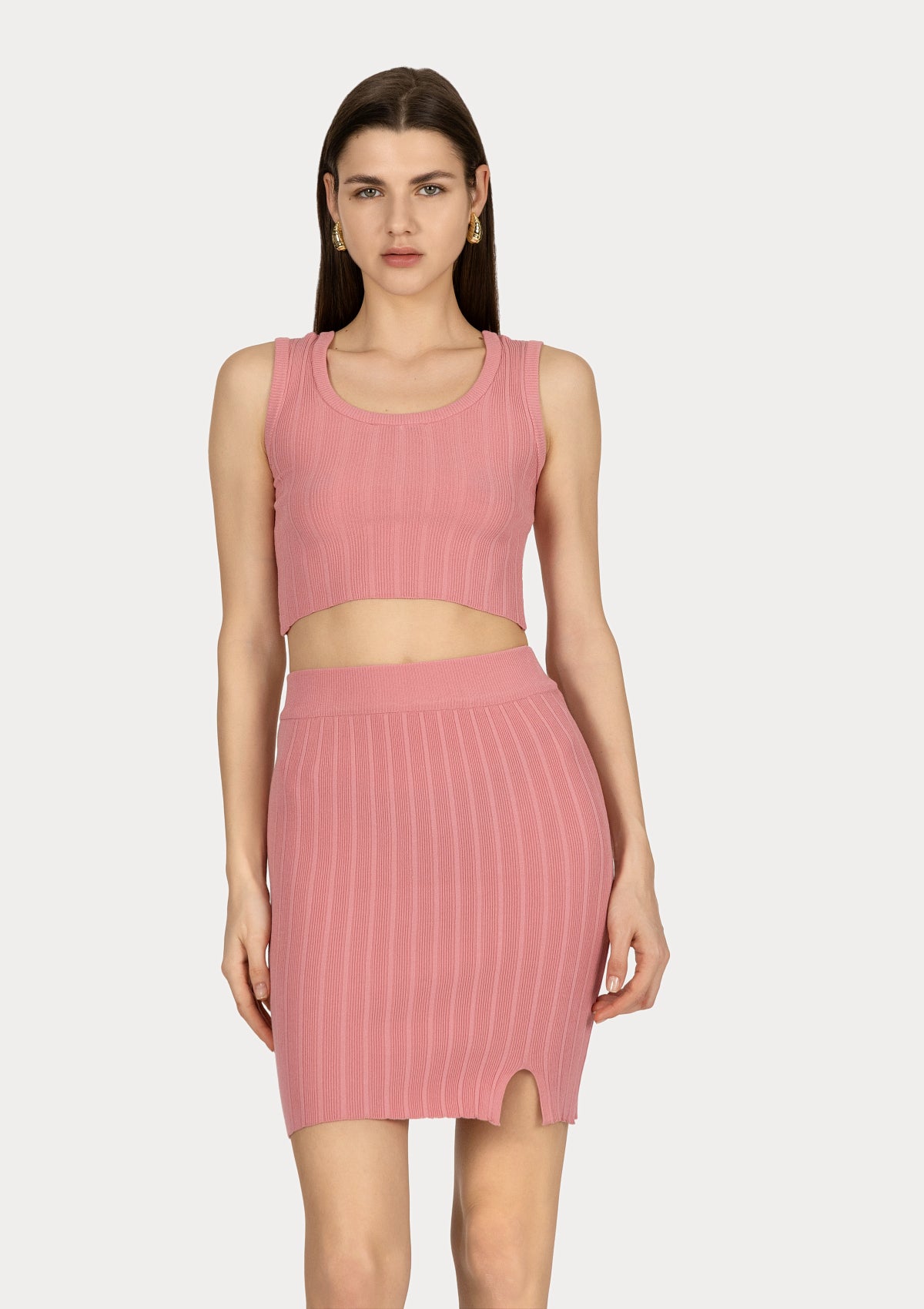 ТОП LEORA Pink ribbed viscose blend