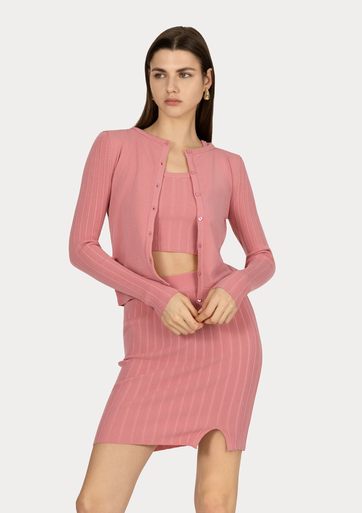 ПОЛА LEORA Pink ribbed viscose blend