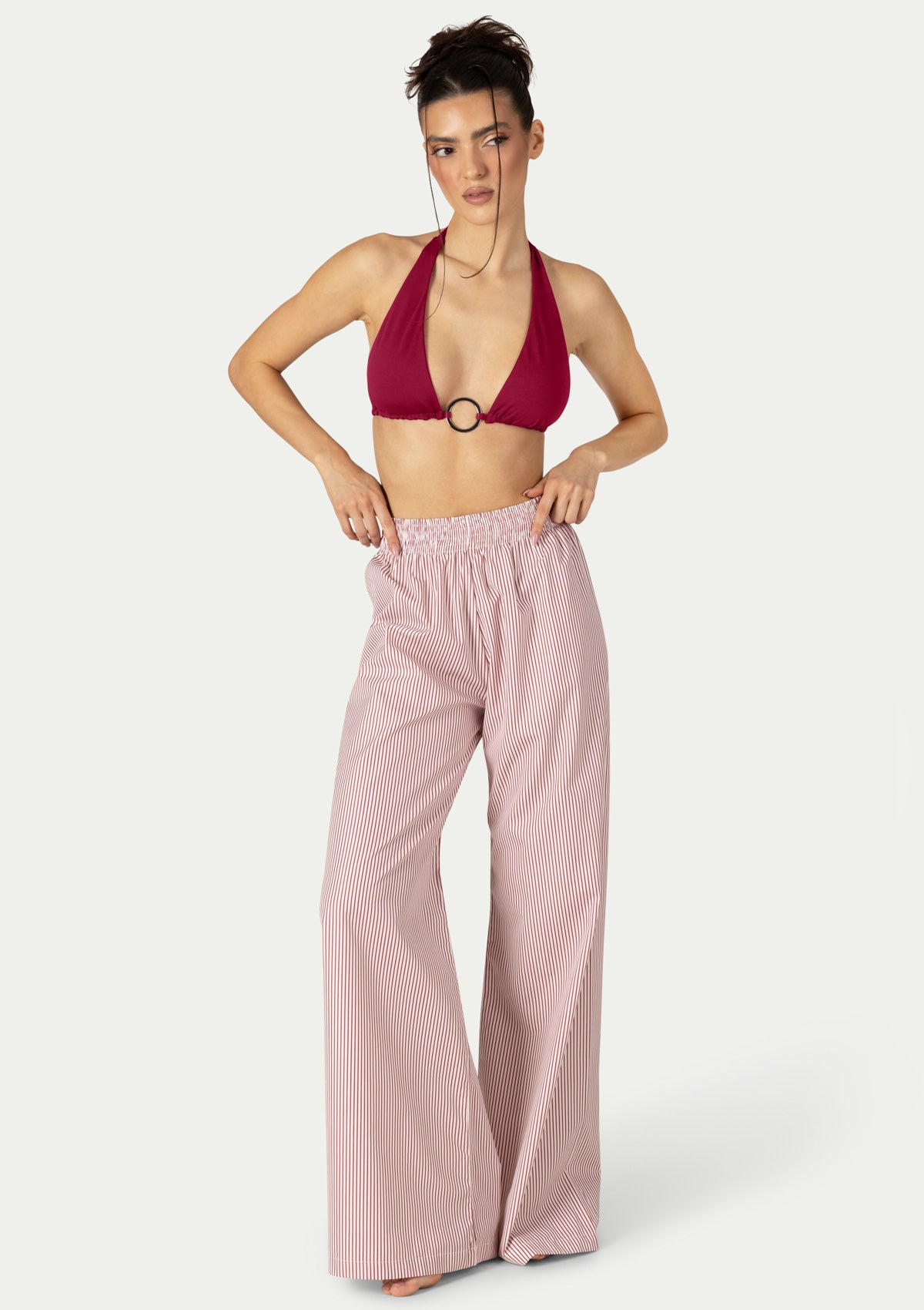 ПЛАЖЕН ПАНТАЛОН CORA STRIPED BURGUNDY