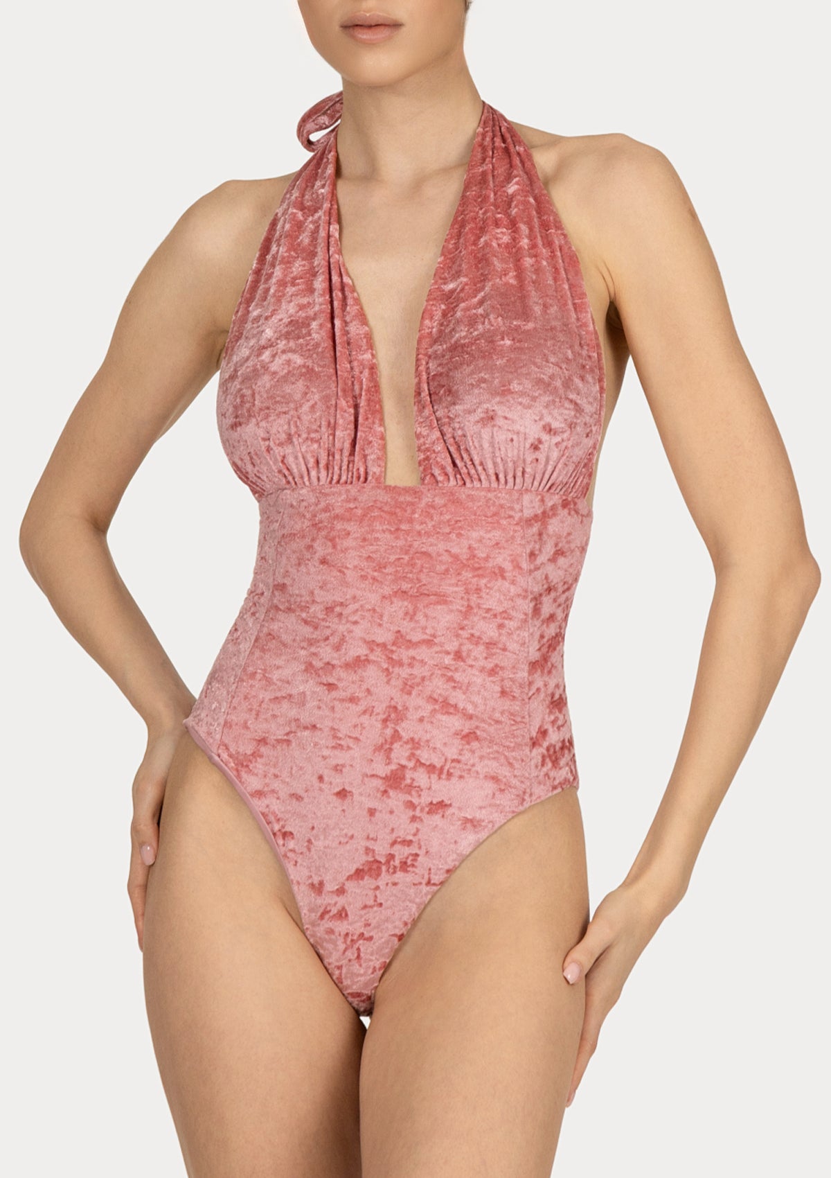 ЦЯЛ БАНСКИ AMBER Salmon pink soft velvet