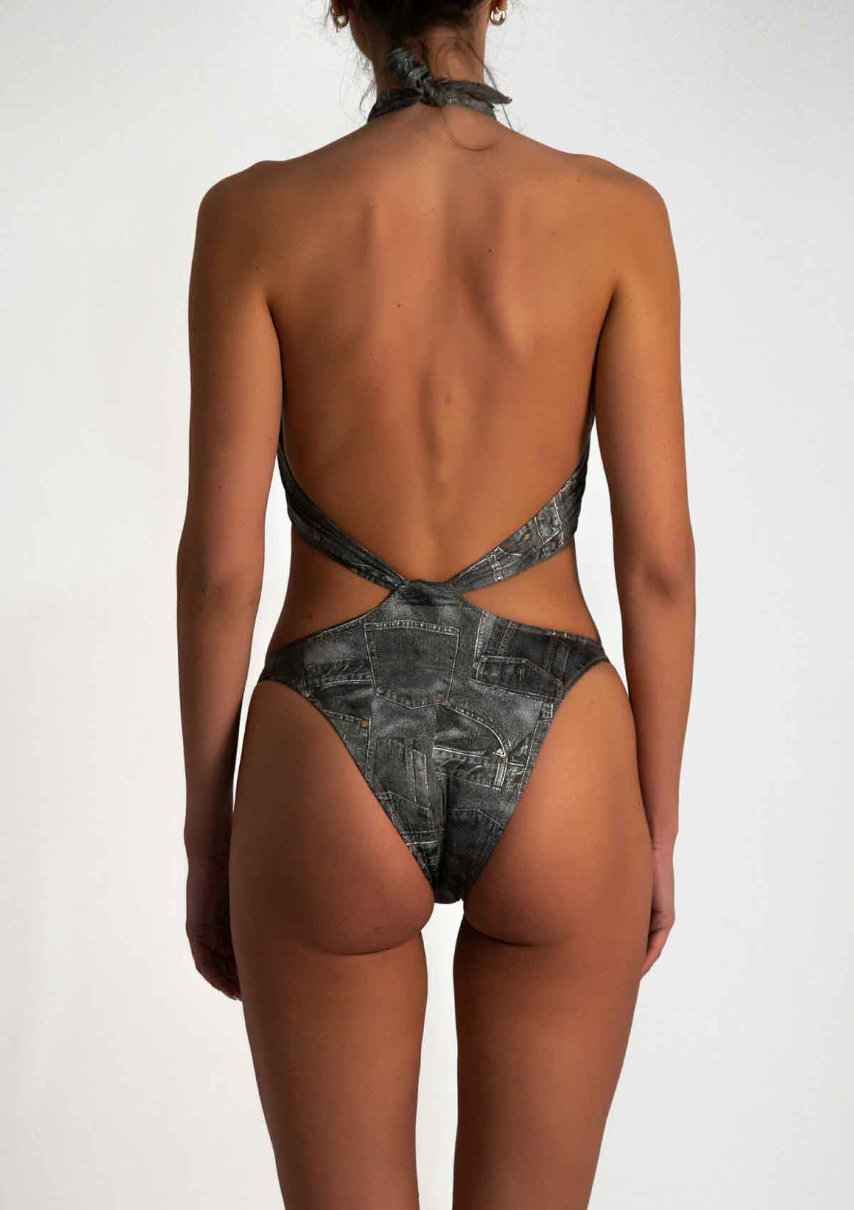 Цял бански LEONE DENIM BLACK
