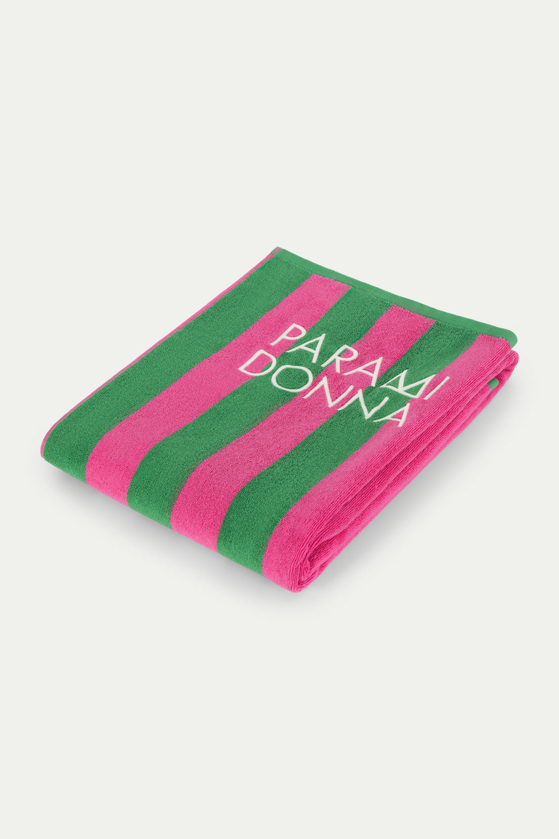 Голяма плажна кърпа на райета Emerald/Fuchsia