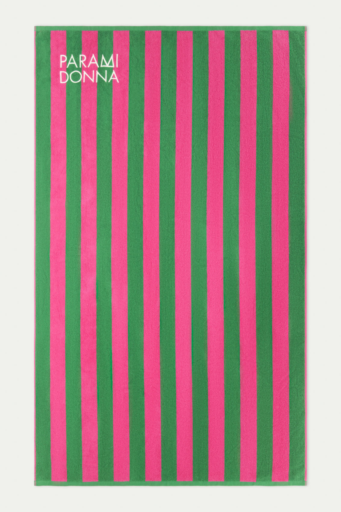 Голяма плажна кърпа на райета Emerald/Fuchsia