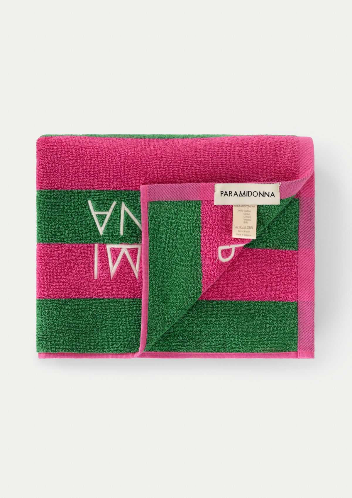 Средна плажна кърпа на райета Emerald/Fuchsia