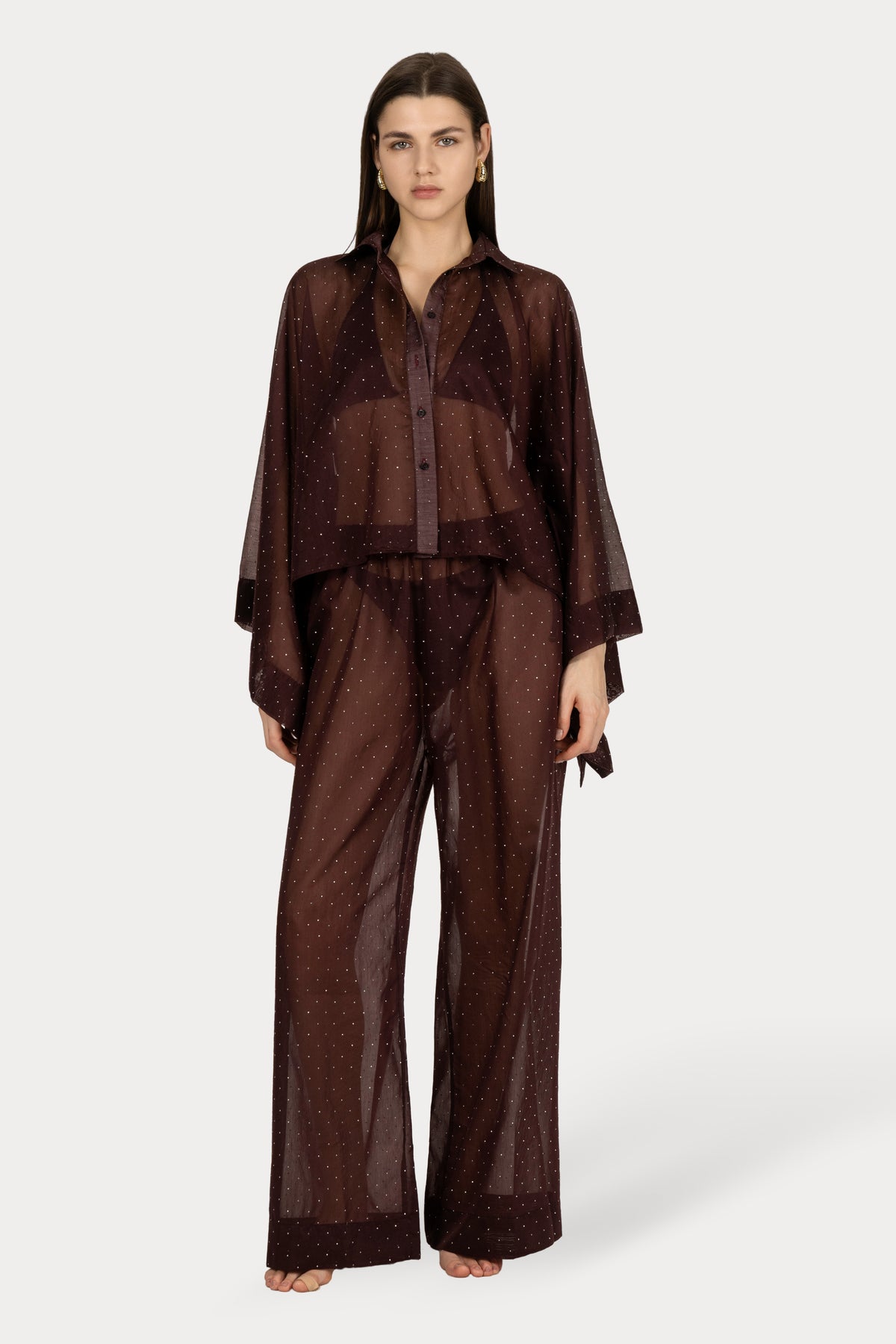 ПЛАЖНО КИМОНО MARINA Plum sheer crystal