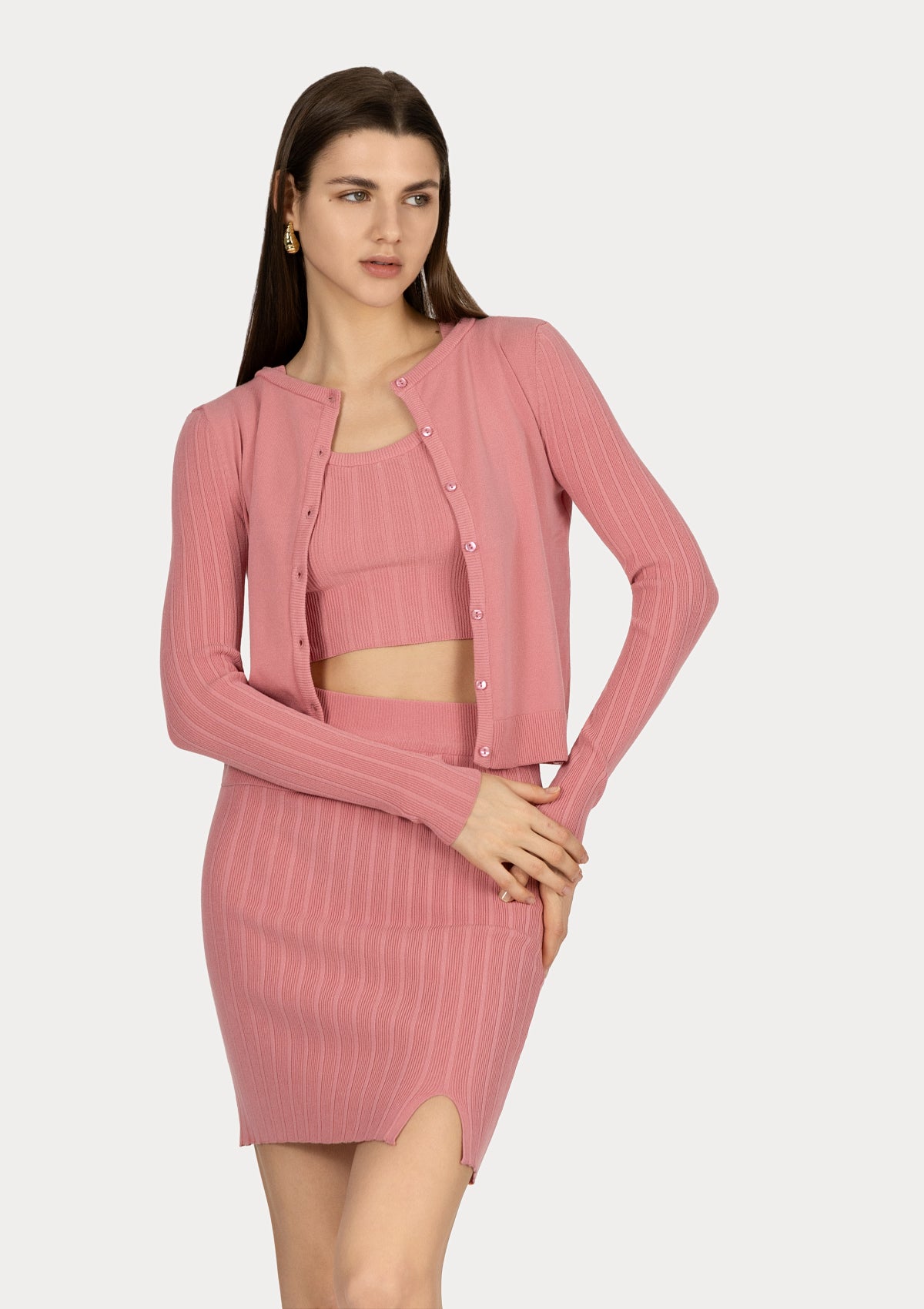 ПОЛА LEORA Pink ribbed viscose blend