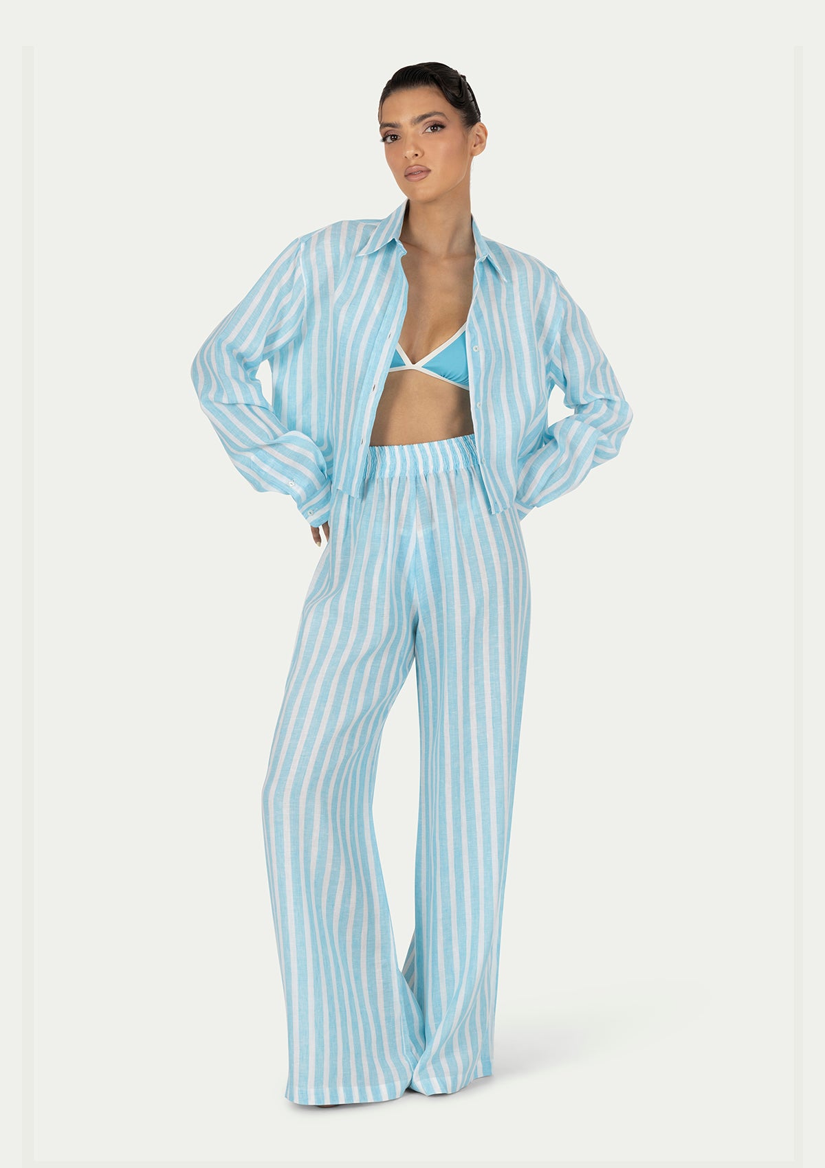 ПЛАЖНА РИЗА IDA STRIPED AQUA BLIE