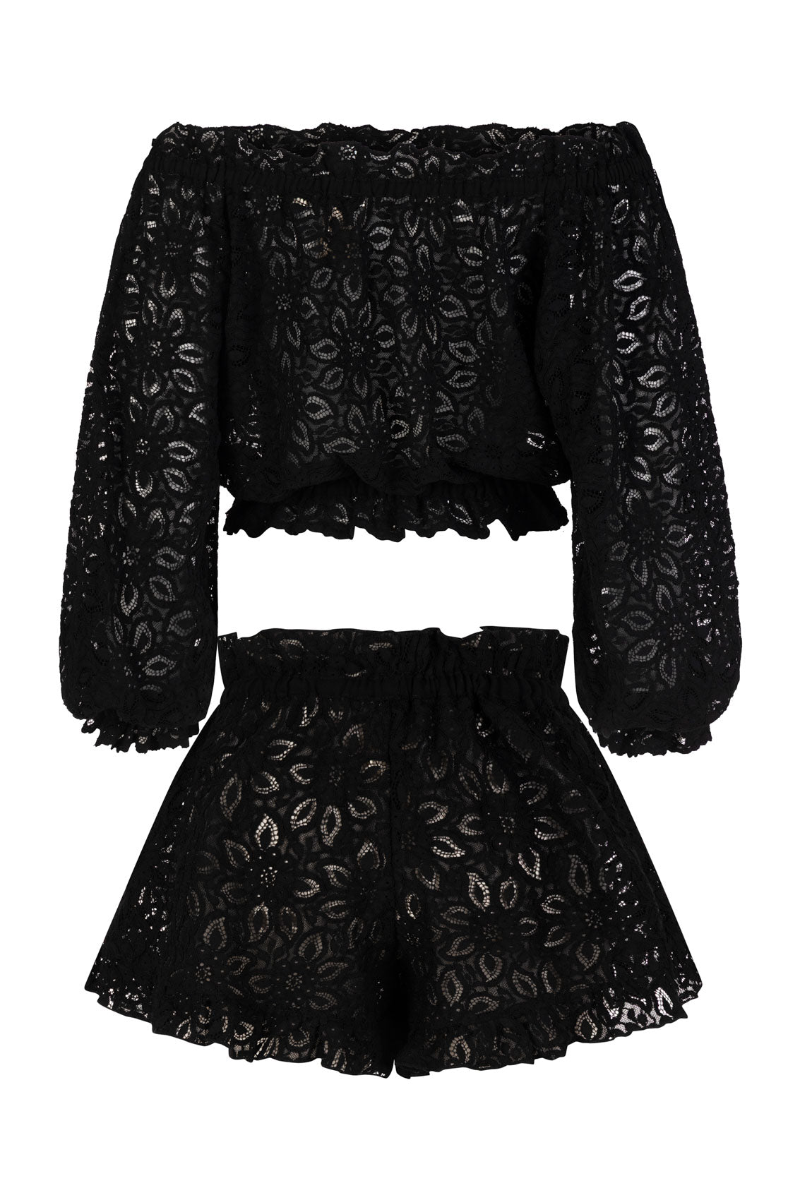 Плажен дантелен сет LUNA BLACK