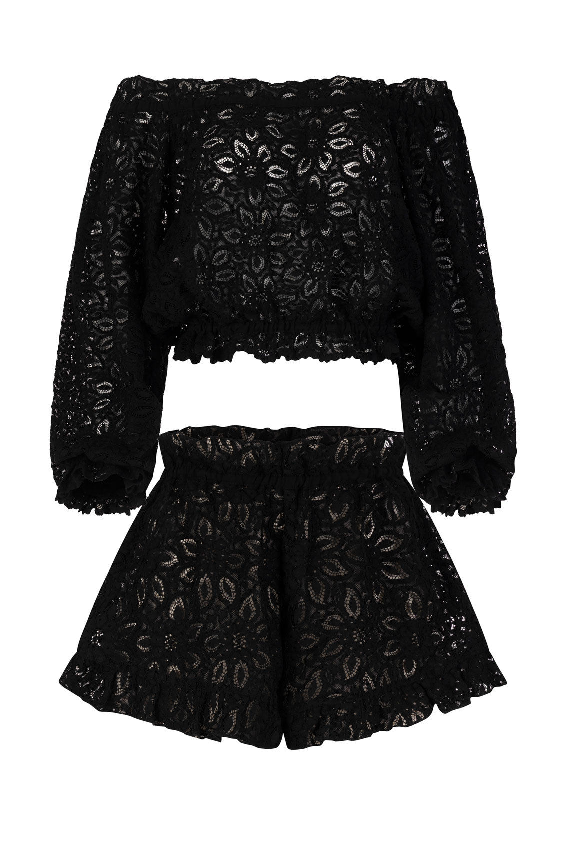 Плажен дантелен сет LUNA BLACK