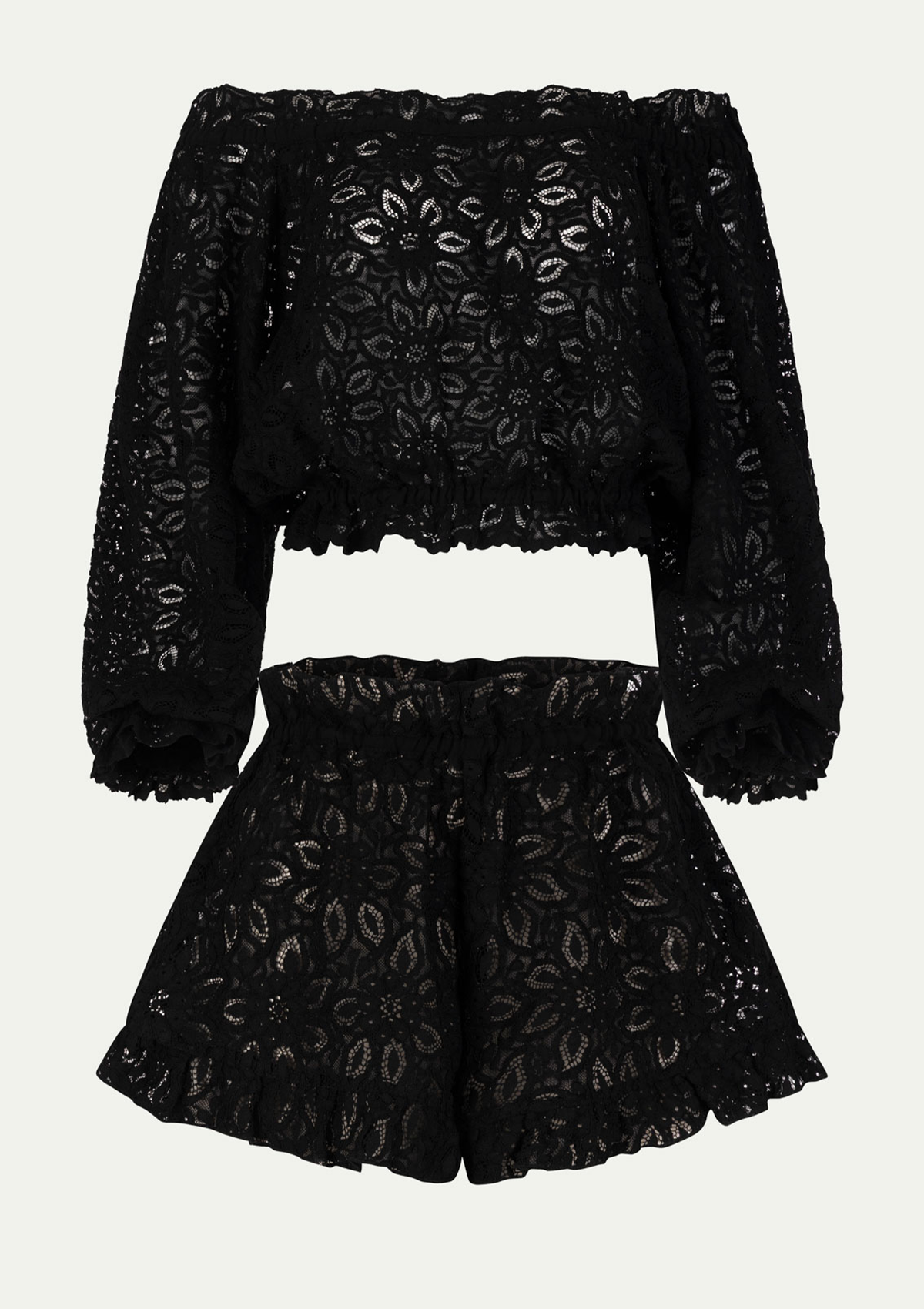 Плажен дантелен сет LUNA BLACK