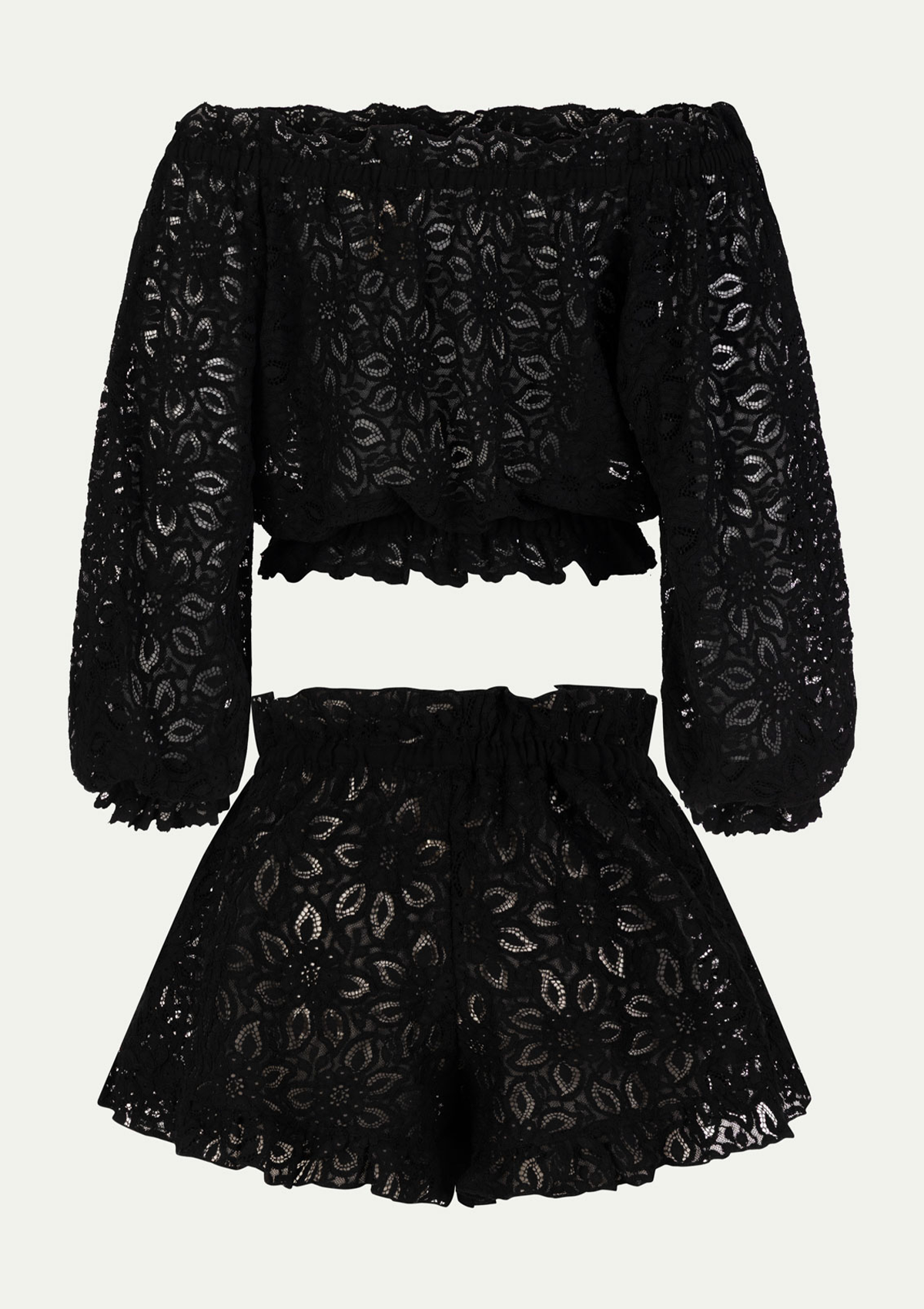 Плажен дантелен сет LUNA BLACK