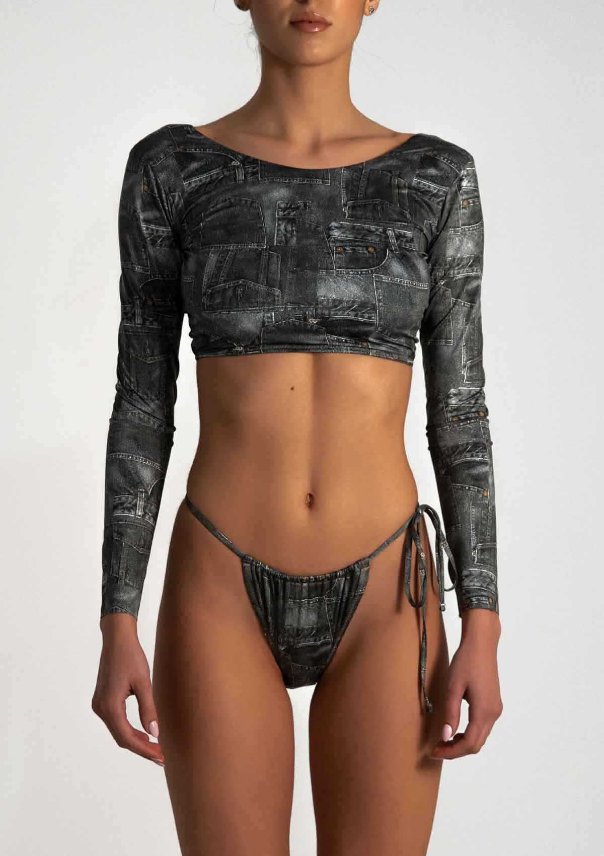 Плажен топ TRACY DENIM BLACK